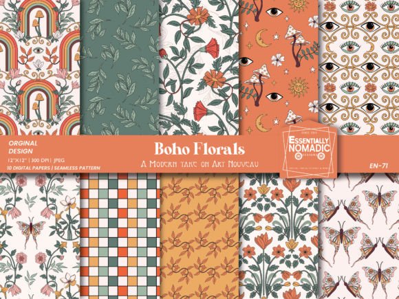 Art Nouveau Boho Seamless Pattern
