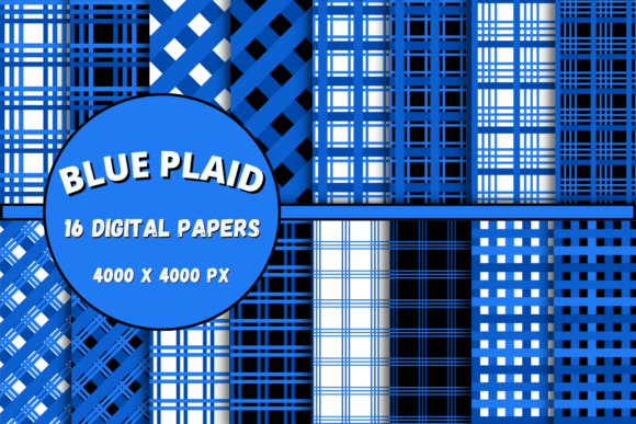 Blue Plaid Pattern Digital Paper