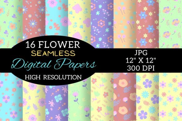 Boho Floral Digital Paper, Flowers