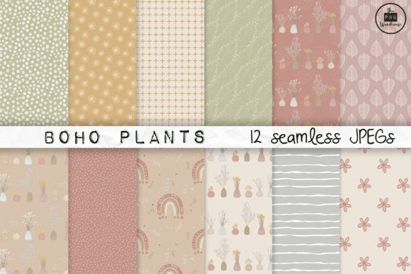 Boho Plants: Soft, Seamless Digital Paper Patterns