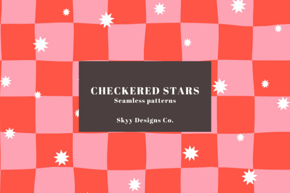 Checkered Stars Seamless Repeat Pattern