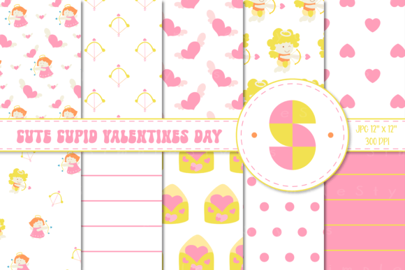 Cute Cupid Valentines Day Digital Paper