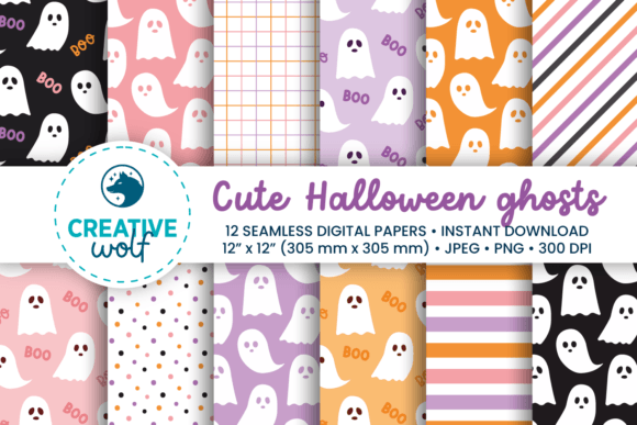 Cute Ghosts Halloween Digital Paper