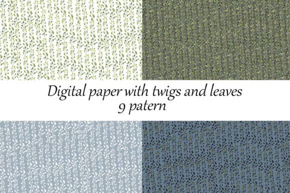 Digital Paper with Twigs and Leaves