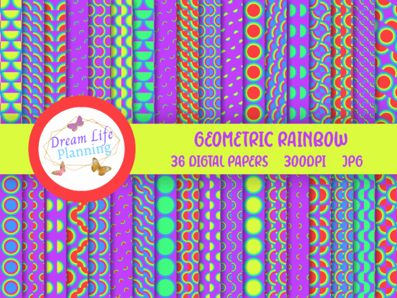 Geometric Rainbow Digital Papers