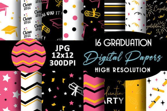 Girl Pink Graduation Digital Papers