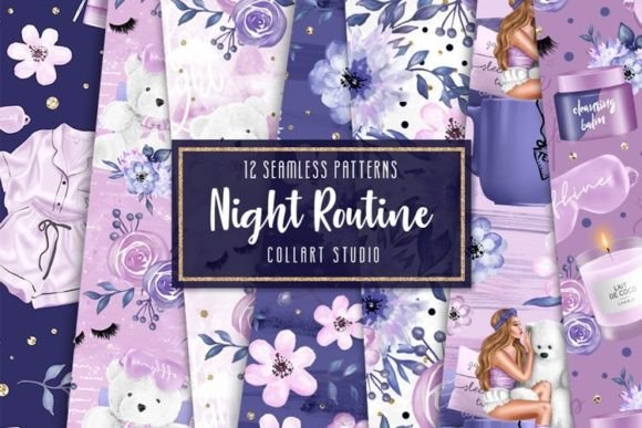 Good Night Digital Paper Pack, Clipart: Hand-Drawn Papers & Stickers for Real Creative Work