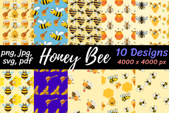 Honey Bee Digital Papers for Creative Projects