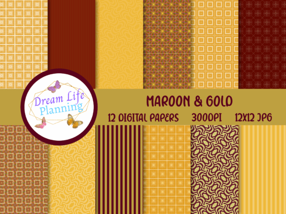 Maroon Gold Digital Papers: Timeless Elegance, Ready for Modern Creative Workflows