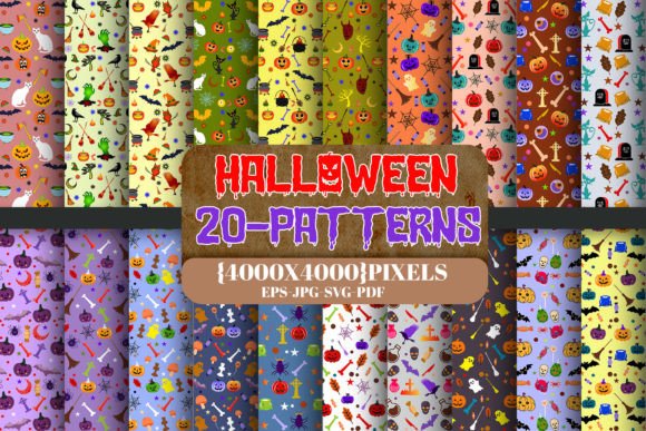 Retro Halloween Digital Paper Bundle