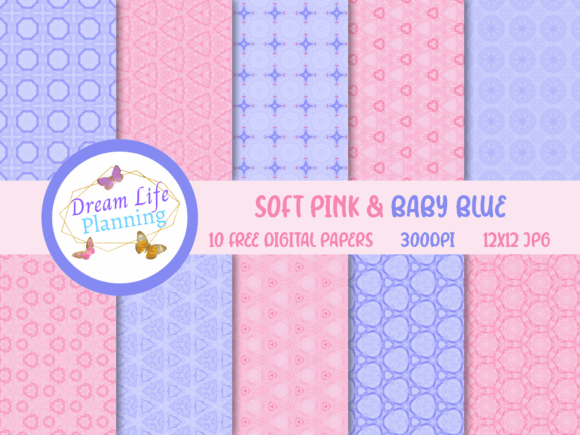 Soft Pink & Baby Blue Digital Papers: Creative, Versatile, and Print-Ready Design Resources