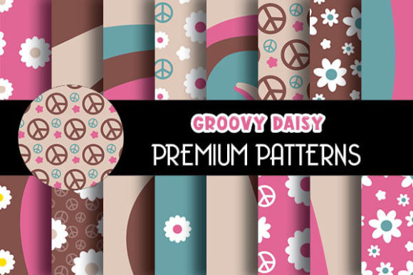 Teal Pink Groovy Retro 70s Digital Paper