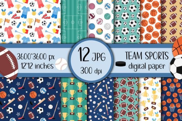 Team Sports Digital Paper JPG: Seamless, High-Resolution Backgrounds for Creative Projects