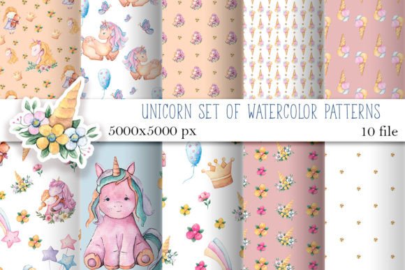 Unicorn Watercolor Pattern