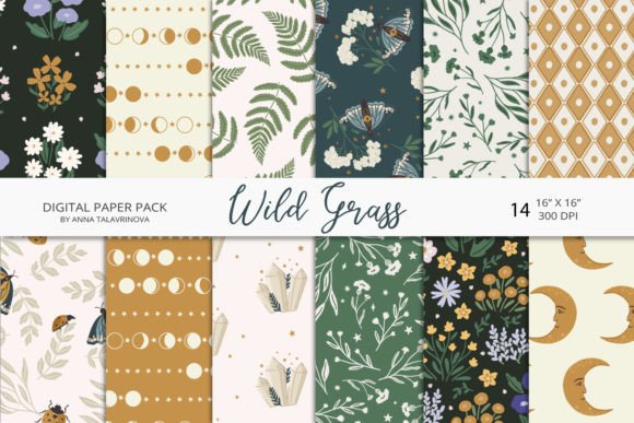 Wild Grass Digital Papers Pack